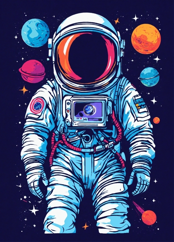 Astronaut, Sleeve, Organism, Art, Font, Technology