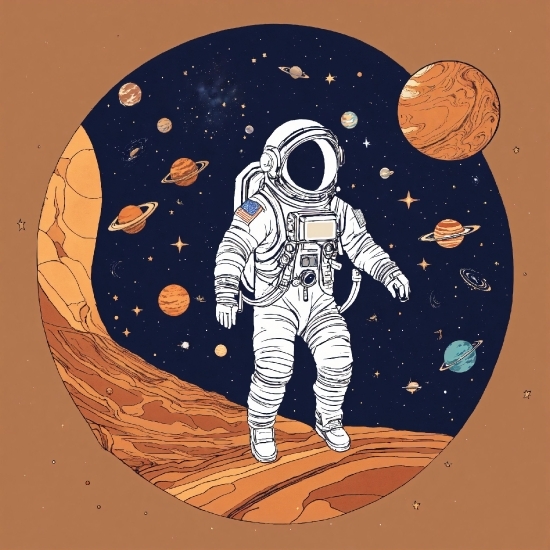 Astronaut, Sleeve, World, Astronomical Object, Art, Circle