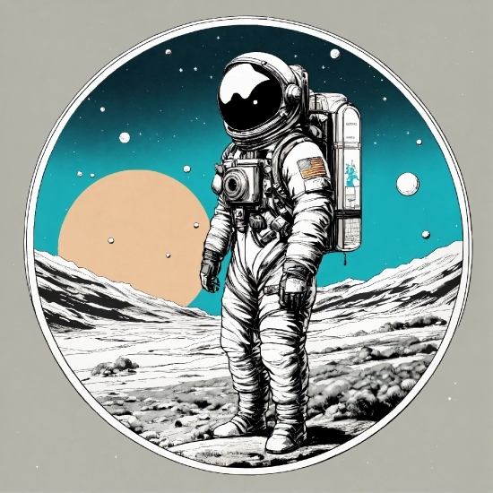 Astronaut, Sleeve, World, Font, Astronomical Object, Art