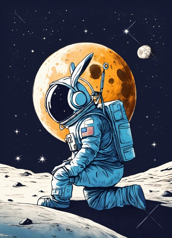 Astronaut, World, Cartoon, Art, Astronomical Object, Font