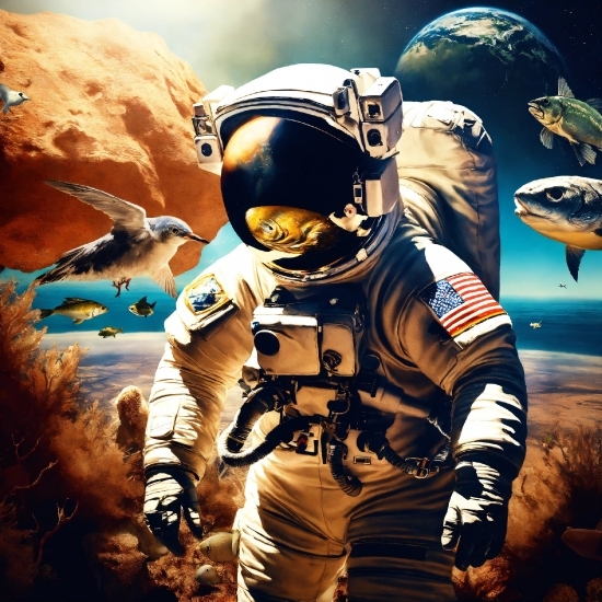 Astronaut, World, Cool, Art, Flash Photography, Cg Artwork