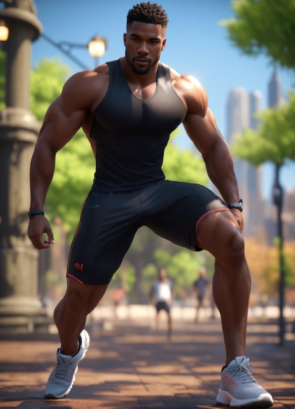 Atom Illustration, Head, Shoe, Active Shorts, Muscle, Sky