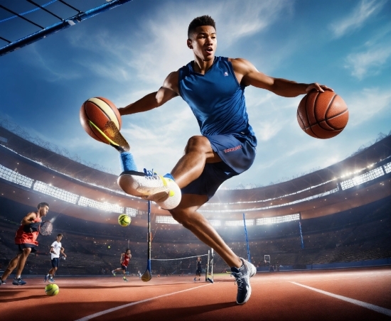 Basketball, Cloud, Sports Equipment, Playing Sports, Shorts, Muscle