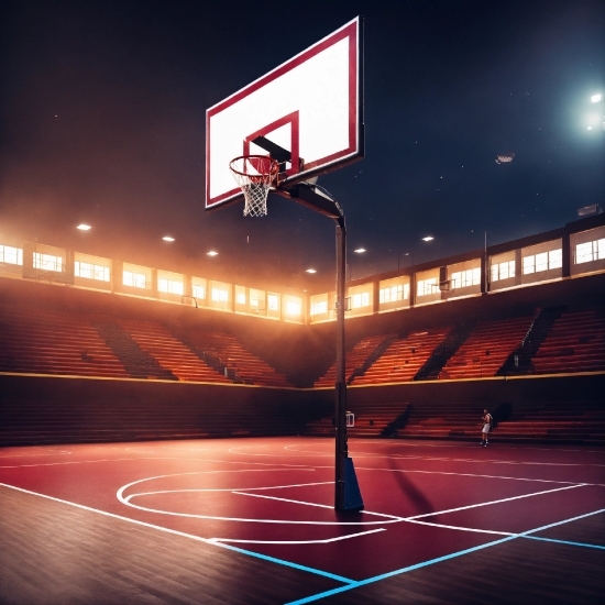 Basketball Hoop, Light, Field House, Basketball Court, Basketball, Red