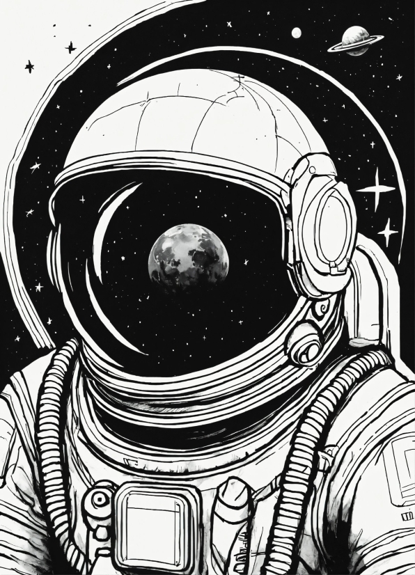 Black, Art, Astronaut, Circle, Painting, Space