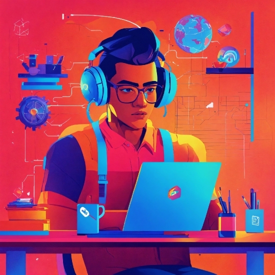 Blue, Personal Computer, Computer, Vision Care, Art, Laptop