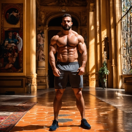 Broken Background, Shorts, Bodybuilder, Standing, Bodybuilding, Thigh