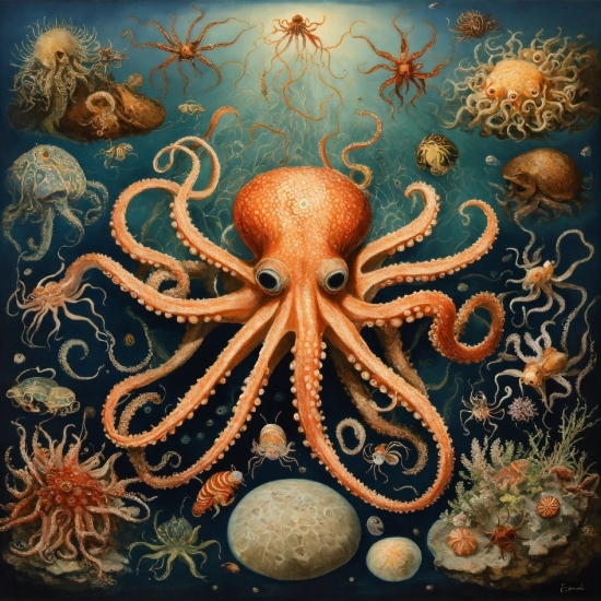 Brown, Marine Invertebrates, Vertebrate, Octopus, Organism, Cephalopod
