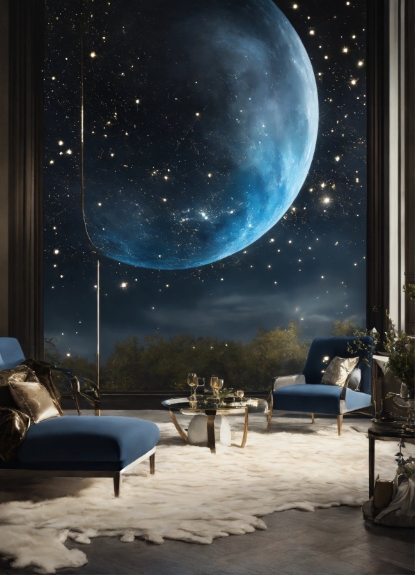 Building, World, Window, Moon, Couch, Plant