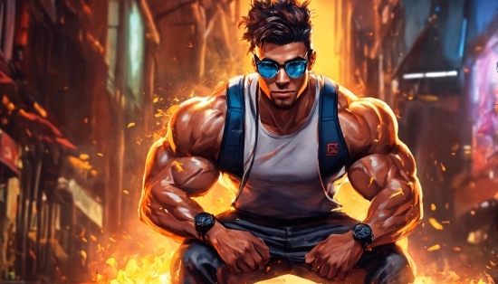 Canvas Vector Graphics, Muscle, Shorts, Vest, Cool, Chest