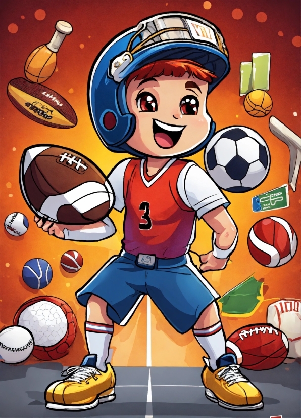 Cartoon, Ball, Art, Sports Equipment, Football, Font