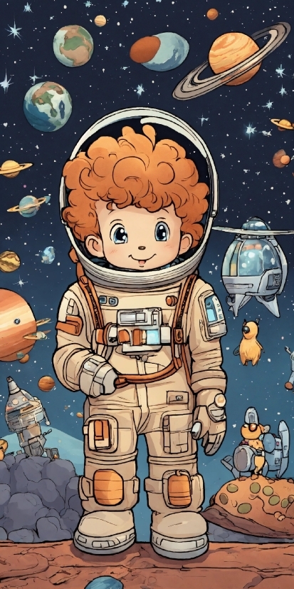 Cartoon, World, Gesture, Space, Art, Astronaut