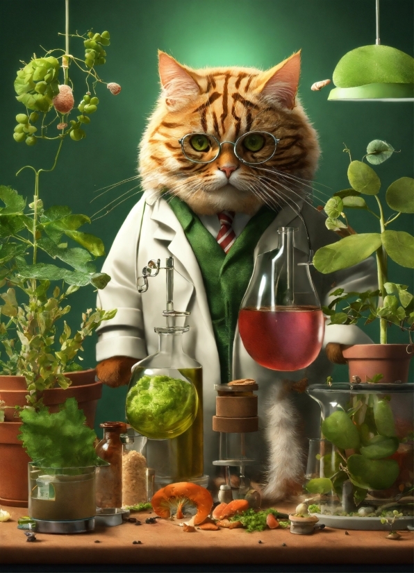 Cat, Plant, Green, Tableware, Food, Barware