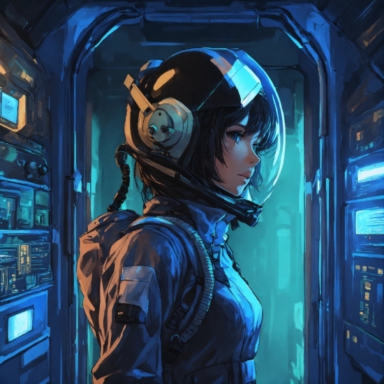 Cg Artwork, Electric Blue, Technology, Machine, Fictional Character, Space