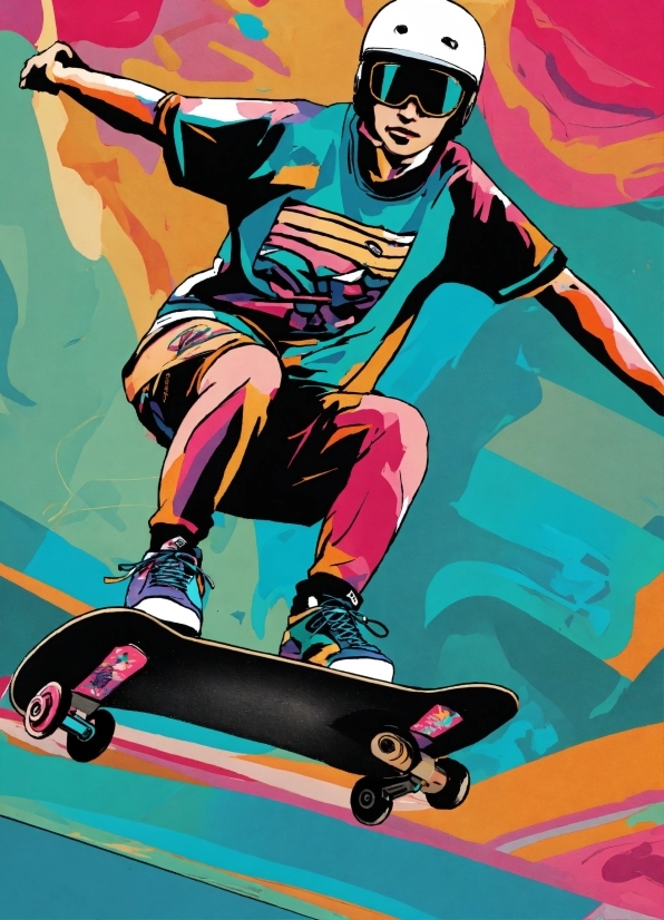 Clothing, Sports Equipment, Cool, Rolling, Art, Skateboarder