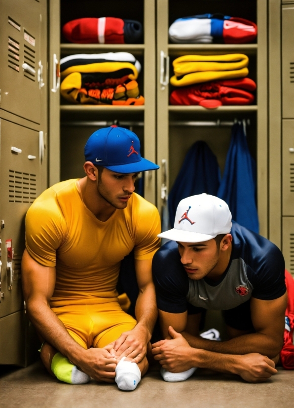 Clothing, Yellow, Cabinetry, Cap, Headgear, Baseball Cap