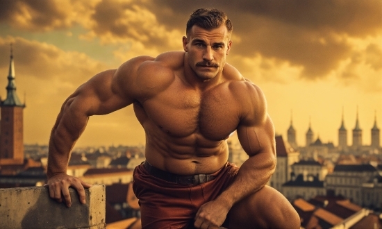 Cloud, Sky, Bodybuilder, Muscle, Shorts, Flash Photography