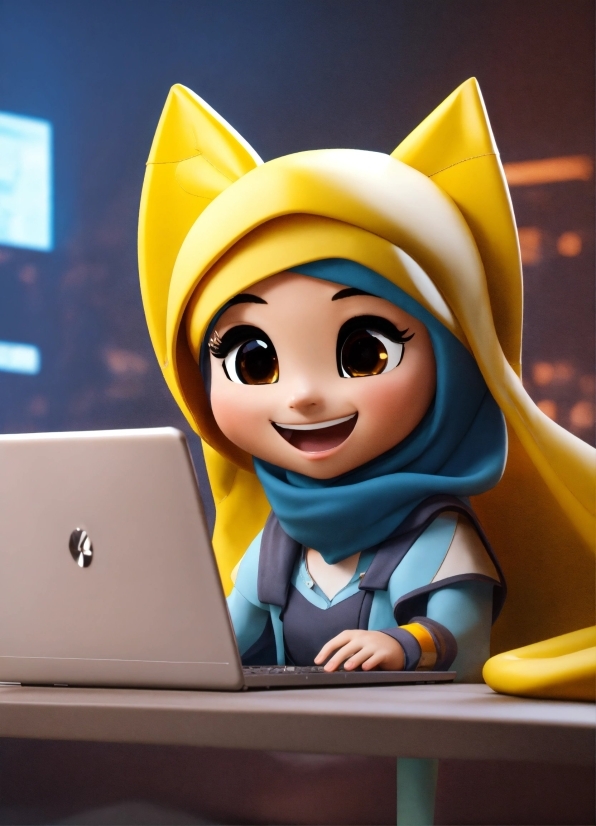 Computer, Laptop, Cartoon, Personal Computer, Toy, Smile