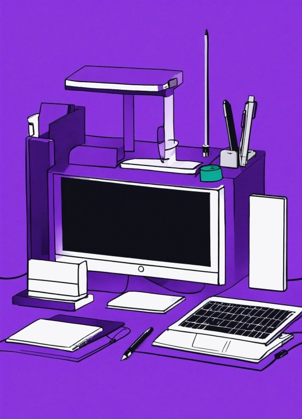 Computer, Personal Computer, Output Device, Purple, Laptop, Peripheral