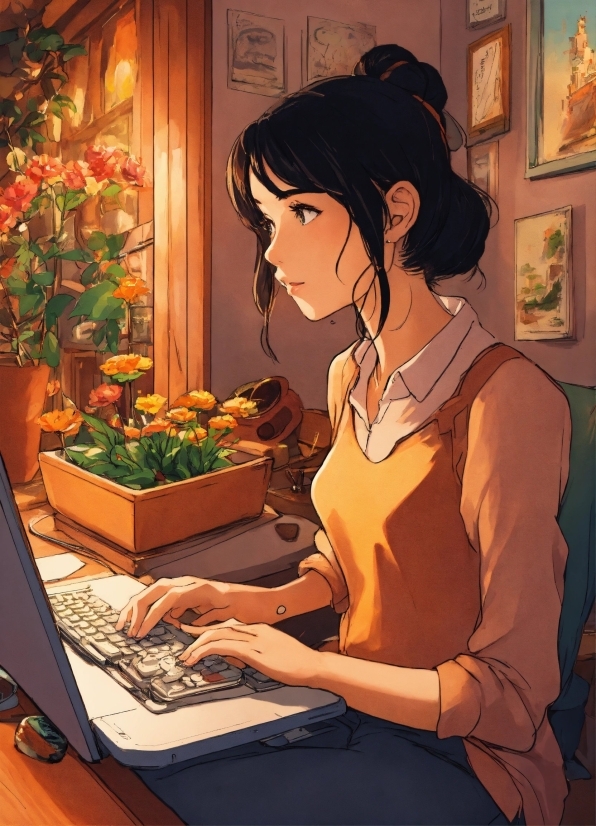 Computer, Picture Frame, Personal Computer, Flower, Computer Keyboard, Plant