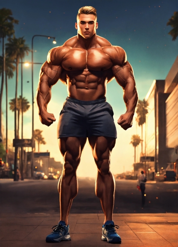 Cricket Illustration, Bodybuilder, Street Light, Sky, Muscle, Bodybuilding