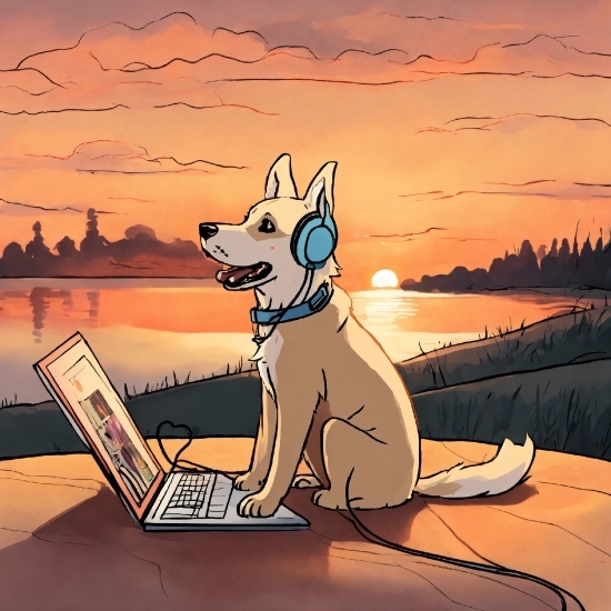 Dog, Laptop, Sky, Cloud, Computer, Personal Computer