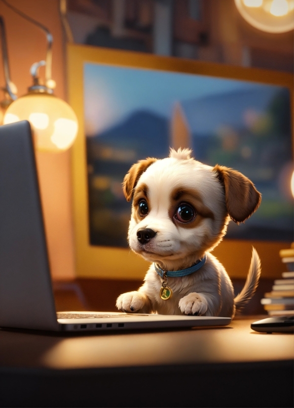 Dog, Personal Computer, Laptop, Computer, Toy, Lighting