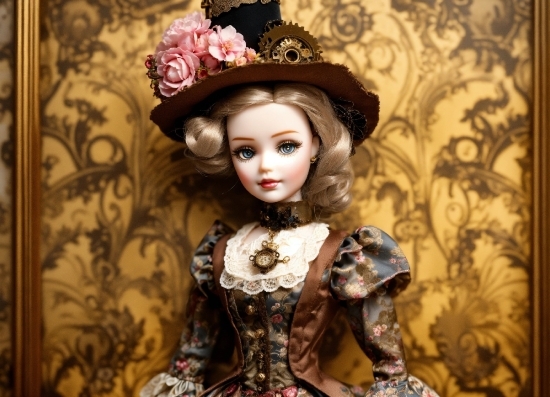 Doll, Toy, Dress, Hat, Wig, Fashion Design