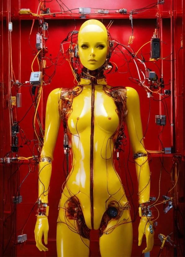 Fashion, Yellow, Thigh, Red, Latex, Chest