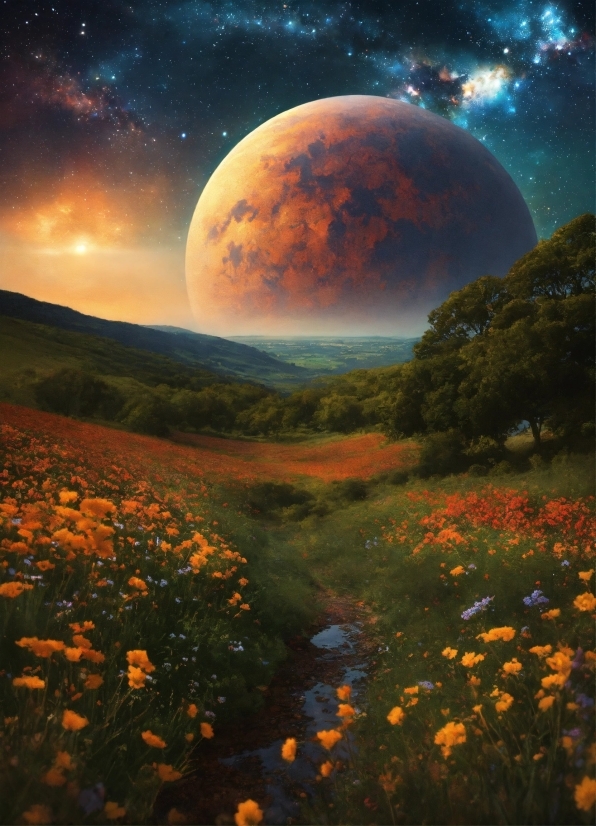Flower, Atmosphere, Plant, Moon, Ecoregion, Sky