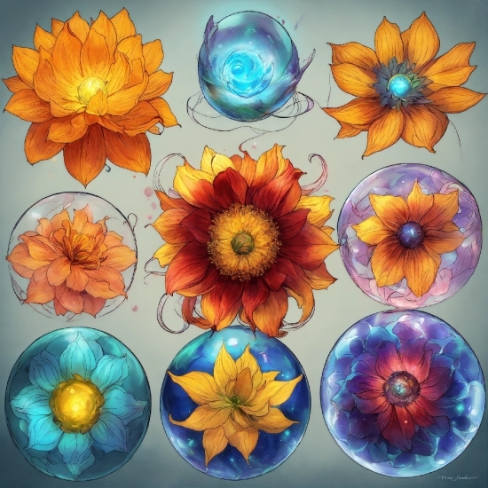 Flower, Blue, Petal, Botany, Dishware, Art