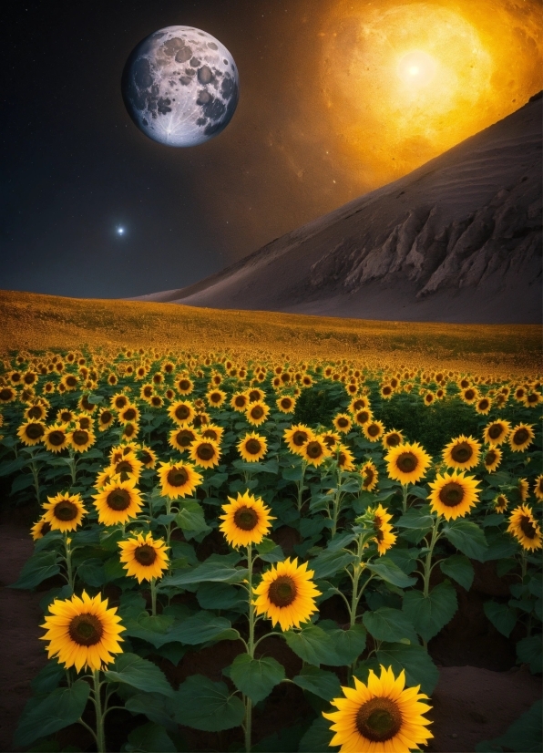 Flower, Sky, Plant, Photograph, Ecoregion, Moon