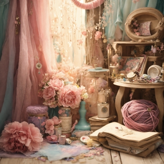 Flower, Window, Textile, Interior Design, Pink, Plant