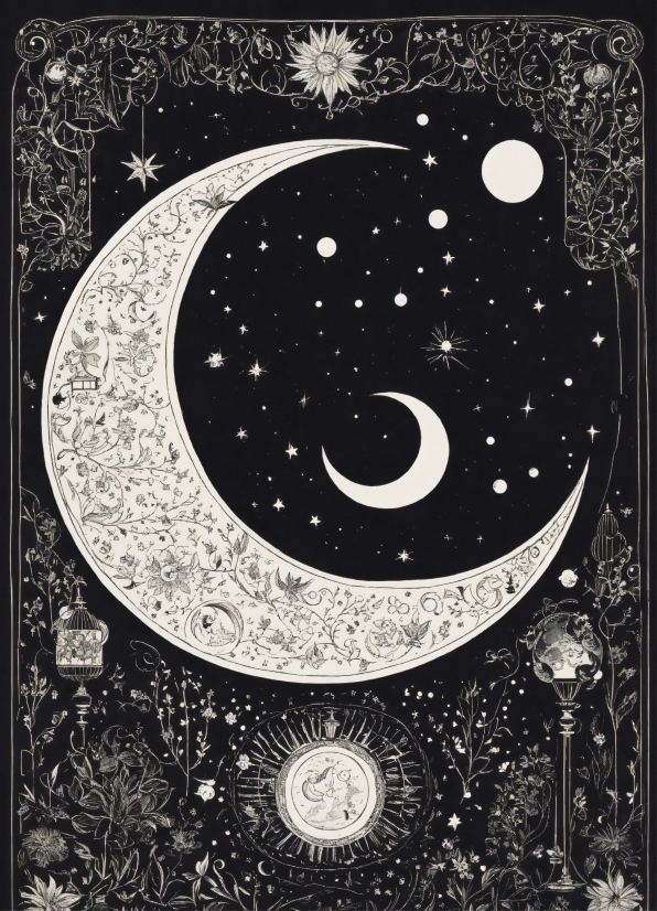 Font, Art, Astronomical Object, Circle, Pattern, Moon