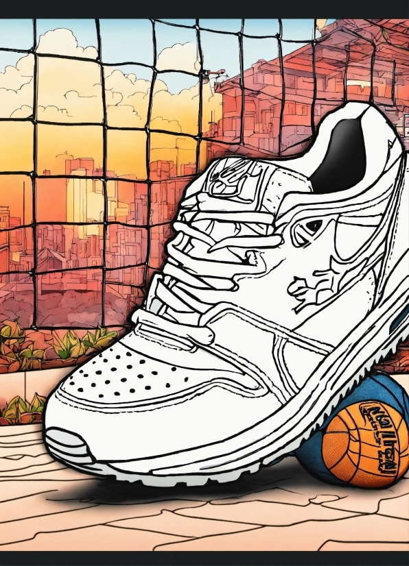 Footwear, Shoe, Sports Equipment, Basketball, Art, Outdoor Shoe