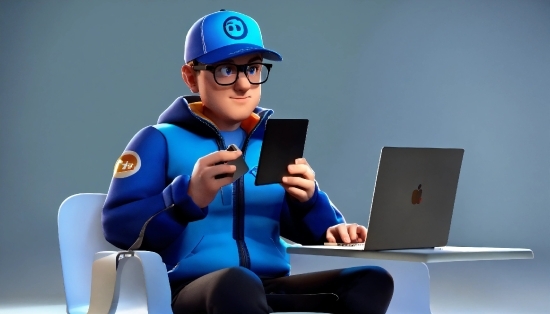 Glasses, Helmet, Computer, Blue, Laptop, Cap