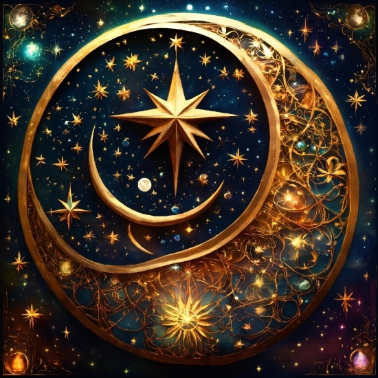 Gold, Astronomical Object, Art, Circle, Star, Space