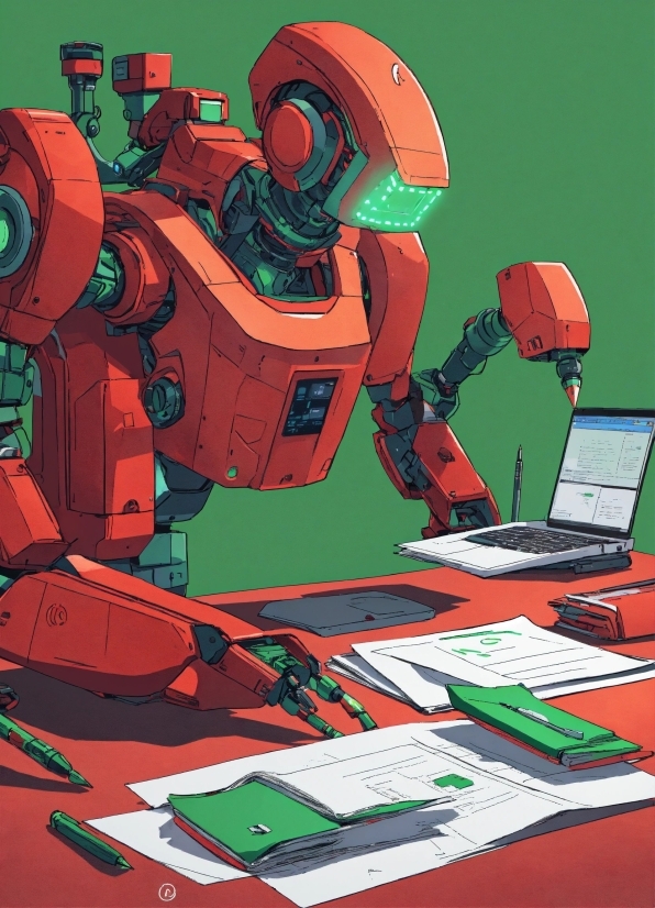 Green, Cartoon, Art, Laptop, Red, Fictional Character