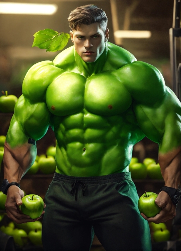 Green, Muscle, Bodybuilder, Bodybuilding, Hulk, Chest