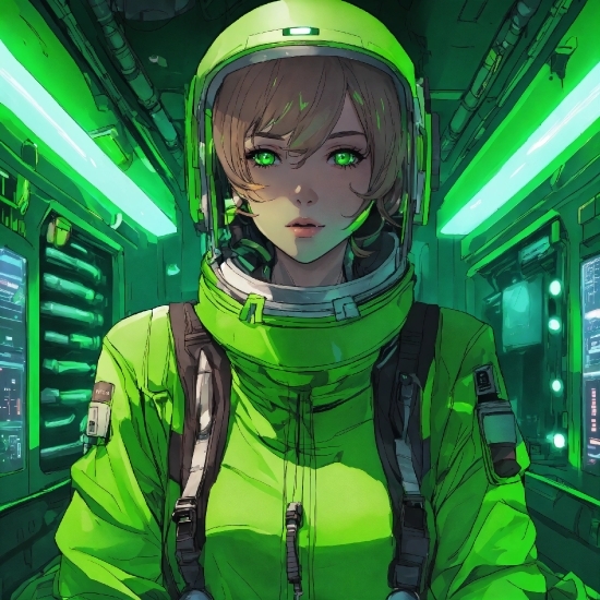 Green, Space, Machine, Personal Protective Equipment, Art, Fictional Character