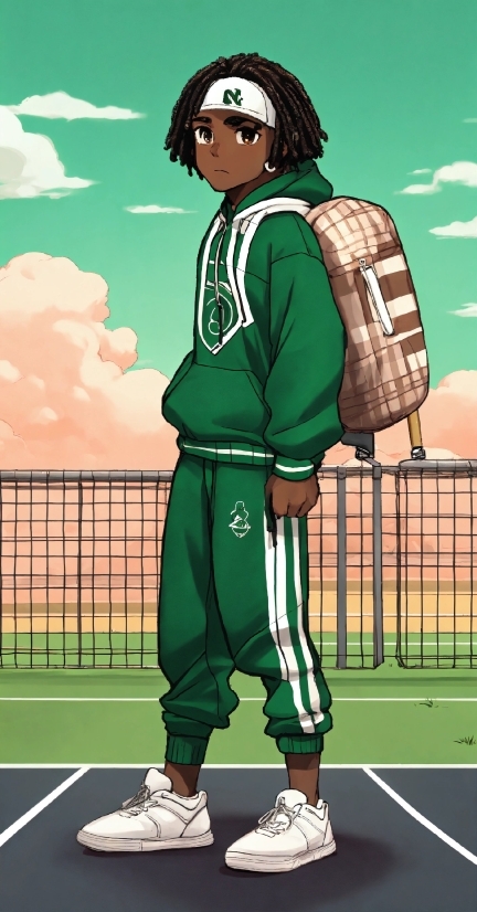 Green, Sports Equipment, Sleeve, Cartoon, Cloud, Sports Uniform