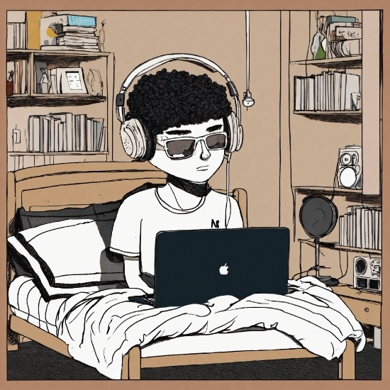 Hairstyle, Computer, Laptop, Personal Computer, Art, Cartoon