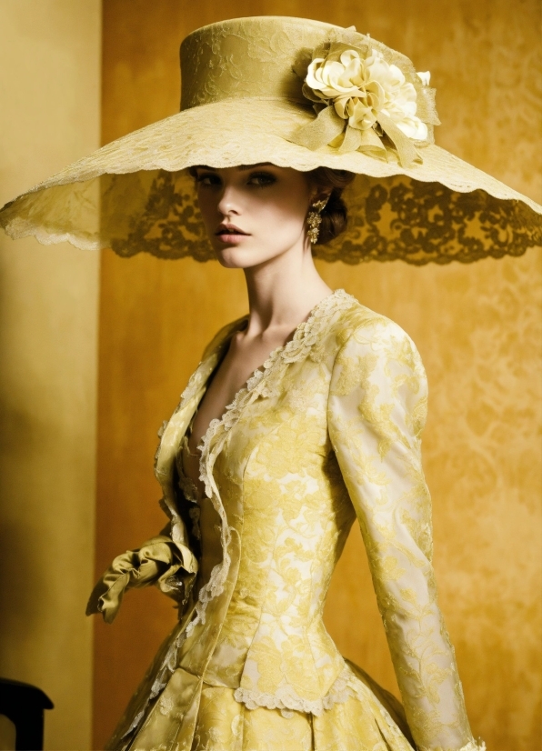 Hat, Shoulder, Fashion, Sleeve, Waist, Yellow
