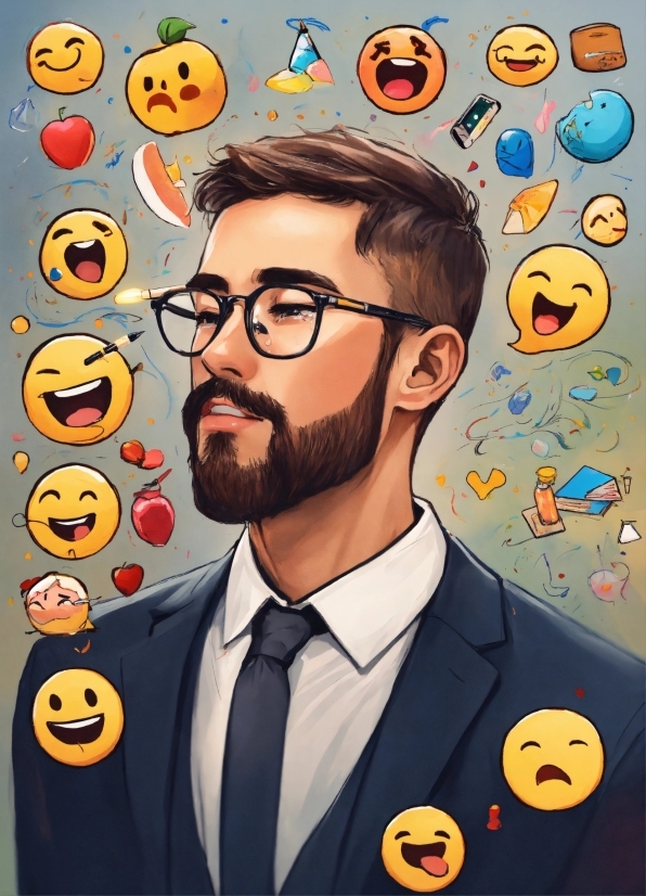 Head, Glasses, Hairstyle, Facial Expression, Vision Care, Beard