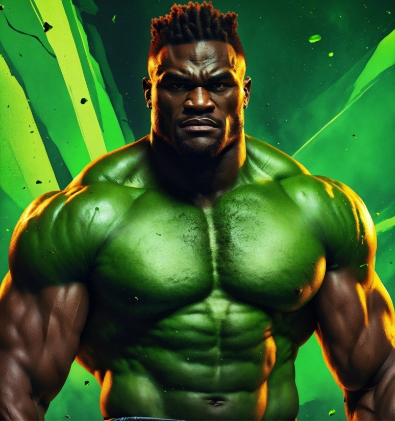 Hulk, Cartoon, Muscle, Green, Bodybuilder, Chest