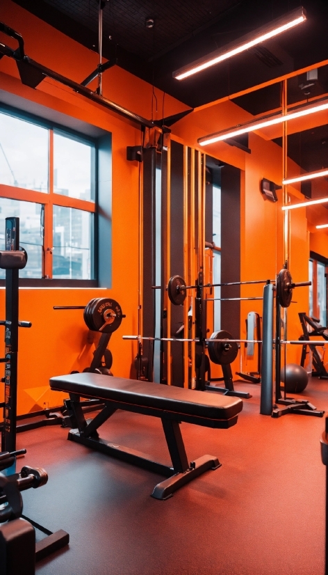 Interior Design, Architecture, Orange, Floor, Exercise Machine, Gym