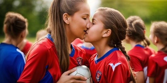 Kiss, Facial Expression, Sports Uniform, Gesture, Happy, People In Nature