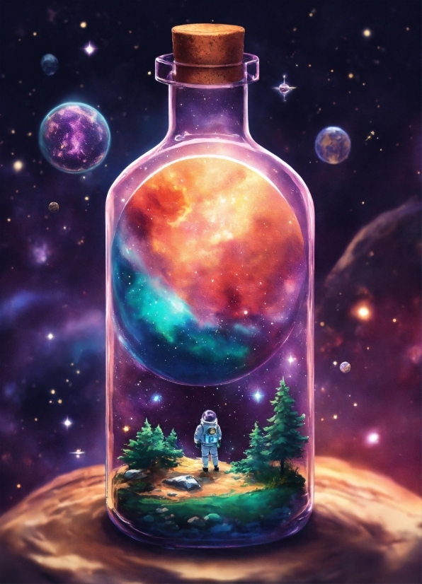 Liquid, World, Light, Art, Bottle, Astronomical Object