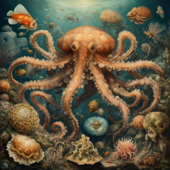 Marine Invertebrates, Blue, Cephalopod, Organism, Underwater, Octopus