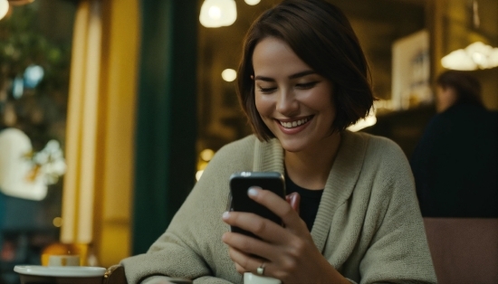 Mature Woman Stock Photos, Smile, Hand, Communication Device, Mobile Phone, Telephony